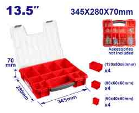 Plastic Organizer 345x280x70mm, PP Material, 12 Removable Cups, 3 Sizes